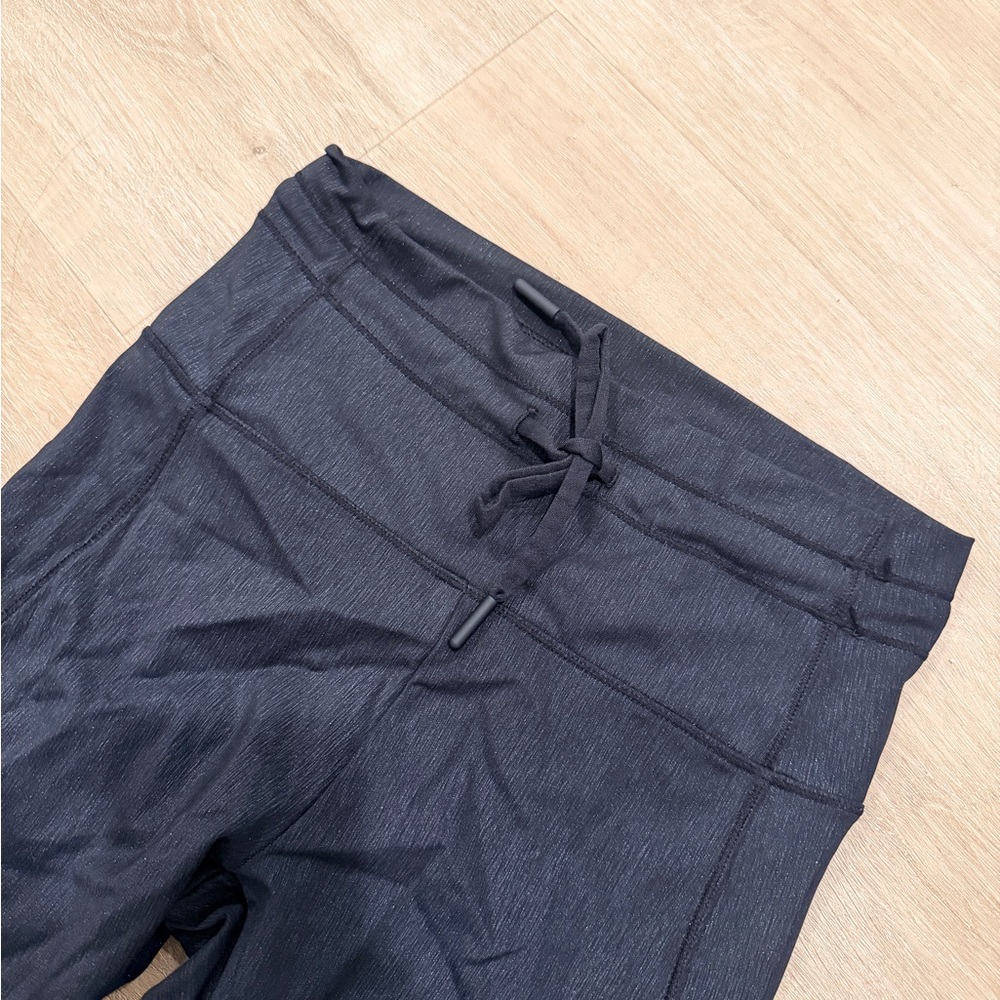 Black Metallic Drawstring Leggings